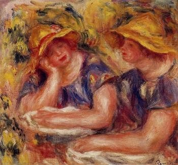 Pierre Auguste Renoir : Two Women in Blue Blouses